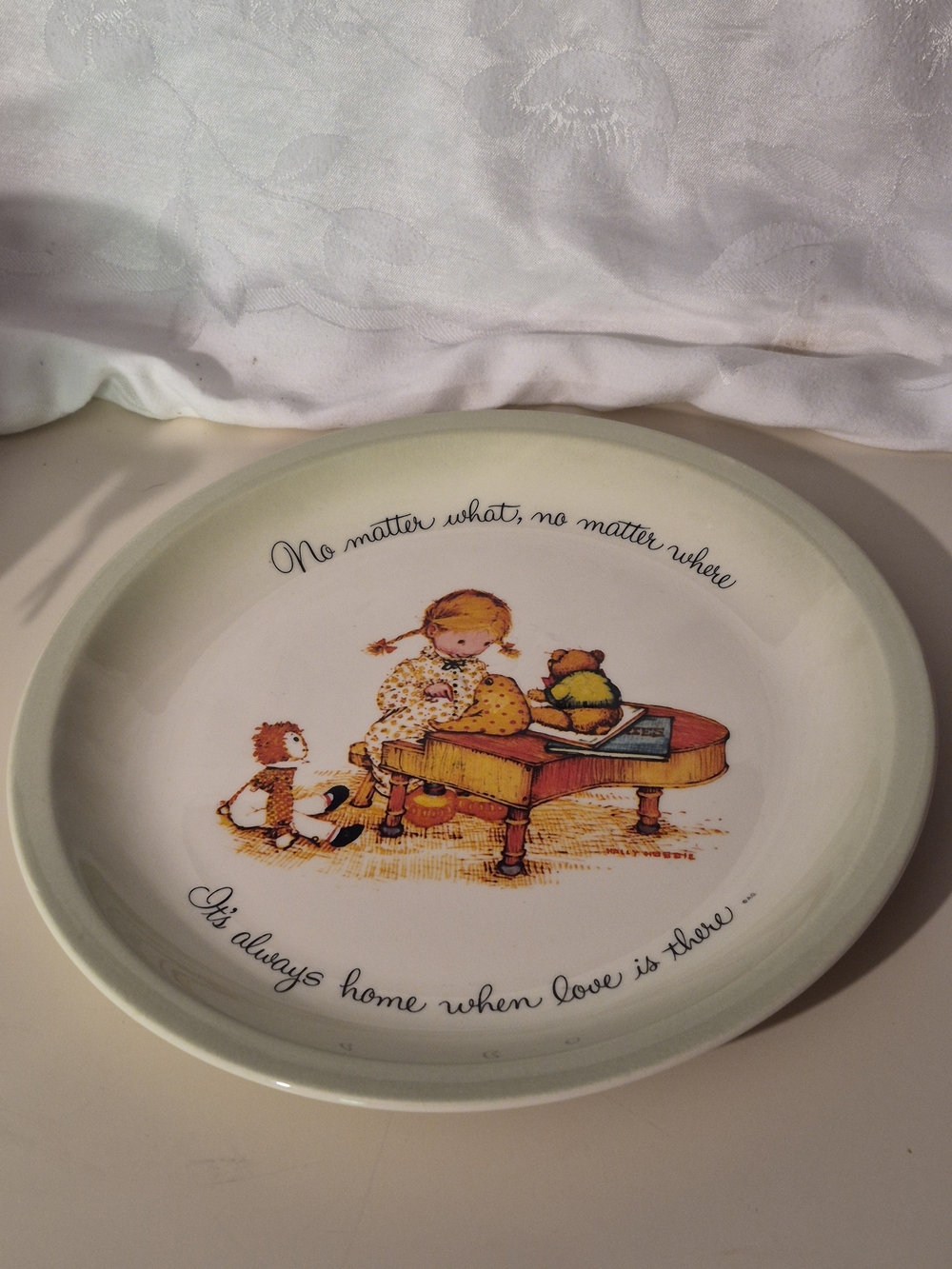 American Greetings Decorative Plate with Green Rim and Multicolor Illustration
